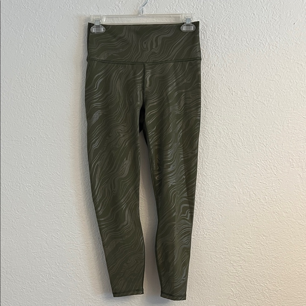 Fabletics Define PowerHold High-Waisted 7/8 Ranger Green Marbled Leggings